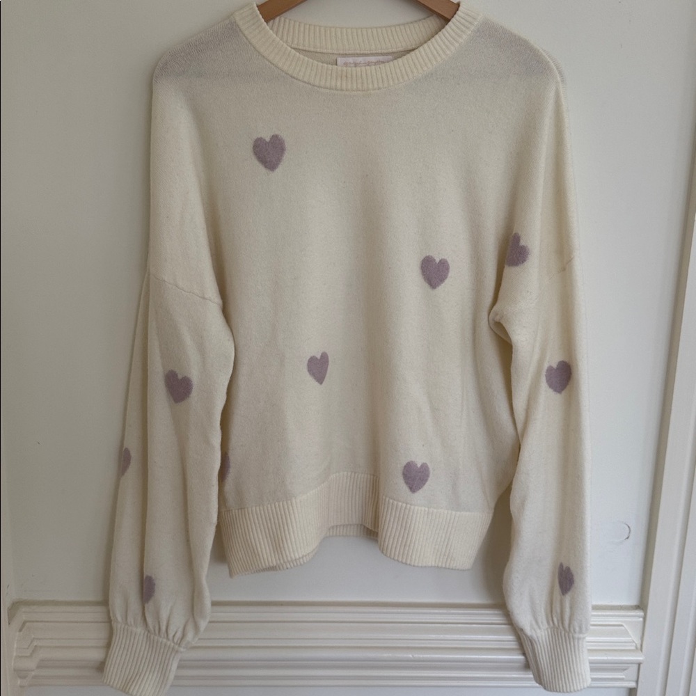 Spiritual Gangster cream and lavender Heart Sweater medium - Picture 7 of 7